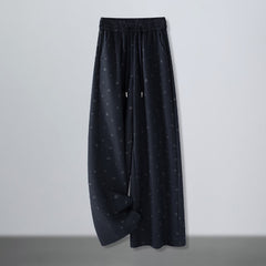 Buddha Stones Casual White Dots Pattern Polyester Women's Wide Leg Pants With Pockets - MidnightBlue - US12，UK/AU16，EU44 (3XL) - image 0