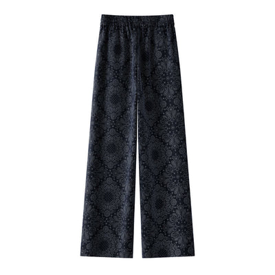 Buddha Stones Casual Floral Pattern Polyester Women's Wide Leg Pants With Pockets - image 1