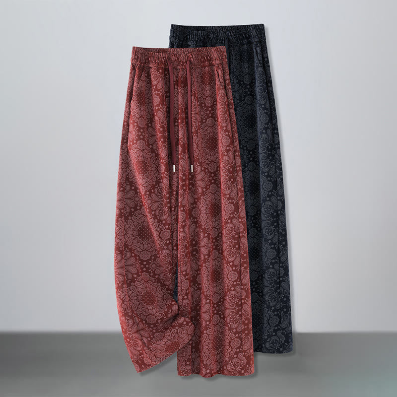 Buddha Stones Casual Floral Pattern Polyester Women's Wide Leg Pants With Pockets - image 13