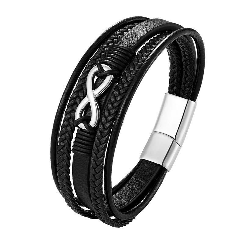 Buddha Stones Colorful Infinitely Titanium Steel Multilayered Leather Strengthen Bracelet - Silver(Wrist Circumference: 19-21cm) - image 5