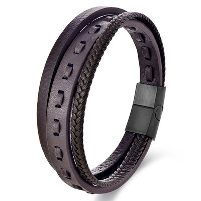 Buddha Stones Titanium Steel Buckle Multilayered Braided Leather Calm Bracelet - Brown Multi Layer(Wrist Circumference: 17-19cm) - image 14