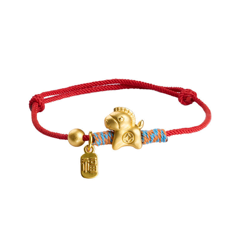 Buddha Stones Year Of The Horse Fu Character Handwoven String Luck Connection Bracelet - image 3