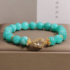 Buddha Stones Gourd Design Amazonite Stone Healing Confidence Beads Bracelet - Amazonite(Wrist Circumference: 15-18cm) - image 0