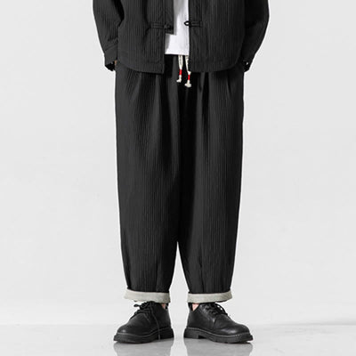 Buddha Stones Fall Solid Color Drawstring Men's Ankle-Length Harem Pants With Pockets - image 31