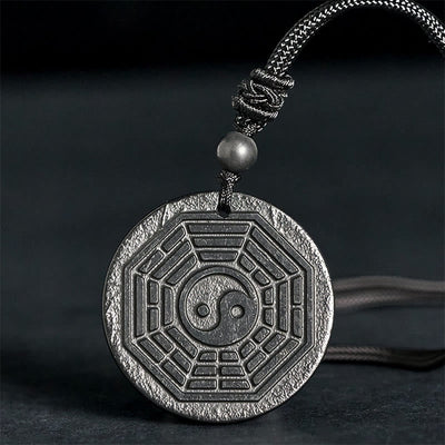 Buddha Stones Authentic Shungite Stone Yin Yang Bagua Protection Necklace Pendant - Shungite Stone(Protection ♥ Grounding) - 35-40mm - image 0