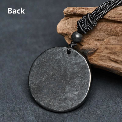 Buddha Stones Authentic Shungite Stone Yin Yang Bagua Protection Necklace Pendant - image 9
