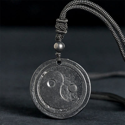 Buddha Stones Natural Authentic Shungite Stone Carved Yin Yang Protection Necklace Pendant - image 2