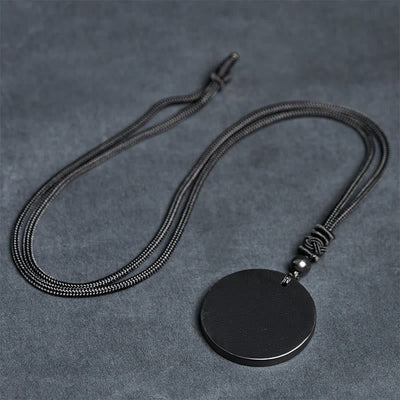 Buddha Stones Circle Simple Design Authentic Shungite Stone Protection Necklace Pendant - image 8