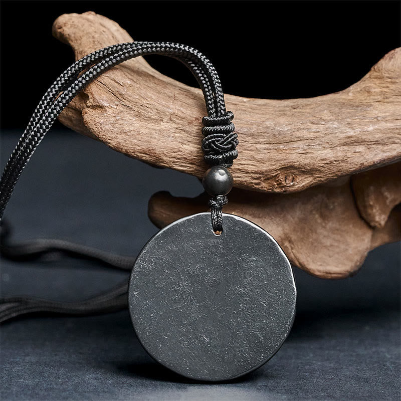 Buddha Stones Circle Simple Design Authentic Shungite Stone Protection Necklace Pendant - image 2