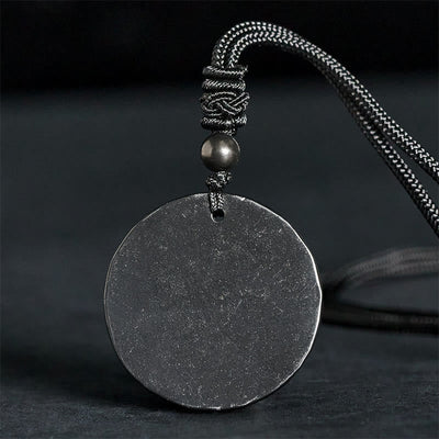 Buddha Stones Circle Simple Design Authentic Shungite Stone Protection Necklace Pendant - image 1