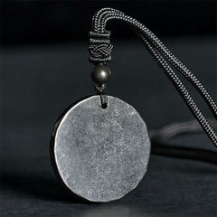 Buddha Stones Circle Simple Design Authentic Shungite Stone Protection Necklace Pendant - Shungite Stone(Protection ♥ Grounding) - 35-40mm - image 0