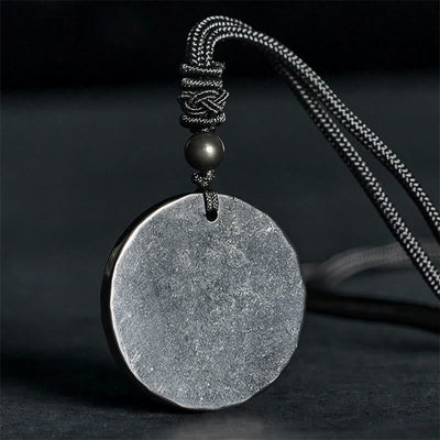 Buddha Stones Circle Simple Design Authentic Shungite Stone Protection Necklace Pendant - Shungite Stone(Protection ♥ Grounding) - 35-40mm - image 0