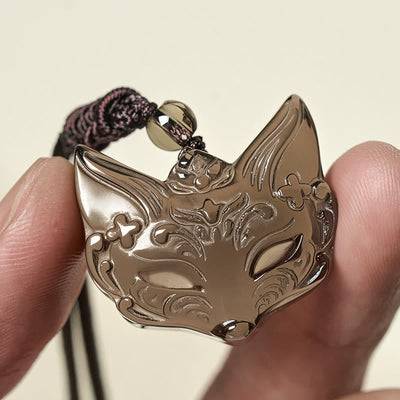 Buddha Stones Relief Fox Design Silver Sheen Obsidian Ice Obsidian Protection Necklace Pendant - image 12