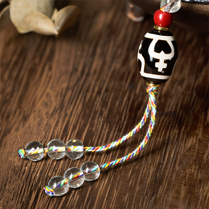 Buddha Stones 108 Beads Liuli Crystal Dzi Bead Agate Blessings Tassel Mala - image 6