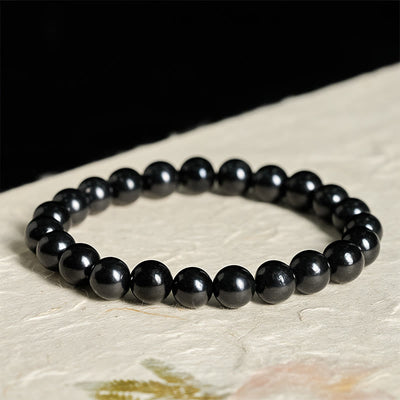 Buddha Stones Round Authentic Shungite Stone Inner Strength Beaded Bracelet - image 8