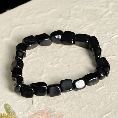 Buddha Stones 8mm Natural Authentic Shungite Stone Protection Beaded Bracelet - image 1