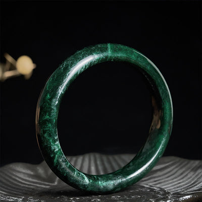 FREE Today: Self-confidence and Protection Nanyang Black-Green Jade Cuff Bangle Bracelet - 62mm - image 0