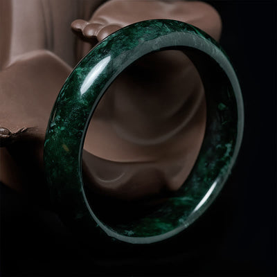 FREE Today: Self-confidence and Protection Nanyang Black-Green Jade Cuff Bangle Bracelet - image 1