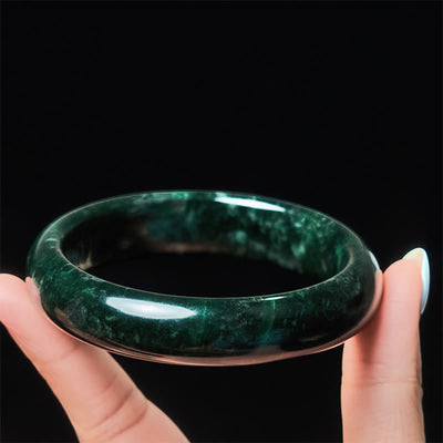 FREE Today: Self-confidence and Protection Nanyang Black-Green Jade Cuff Bangle Bracelet - image 3