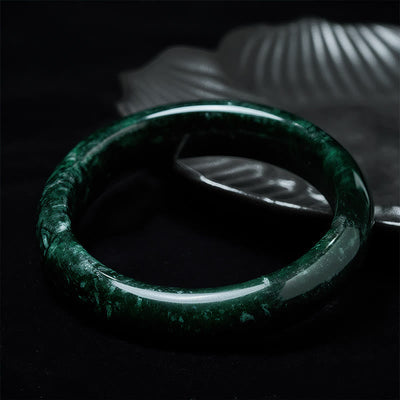 FREE Today: Self-confidence and Protection Nanyang Black-Green Jade Cuff Bangle Bracelet - image 2