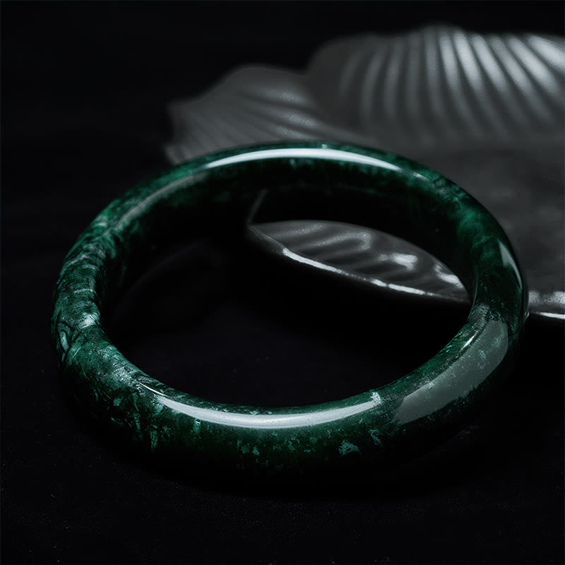FREE Today: Self-confidence and Protection Nanyang Black-Green Jade Cuff Bangle Bracelet - image 2