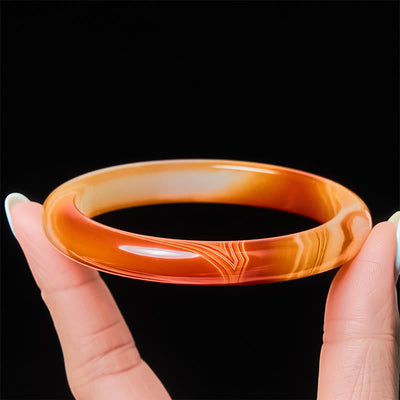 Buddha Stones Veined Pattern Red Agate Calm Cuff Bangle Bracelet - image 3