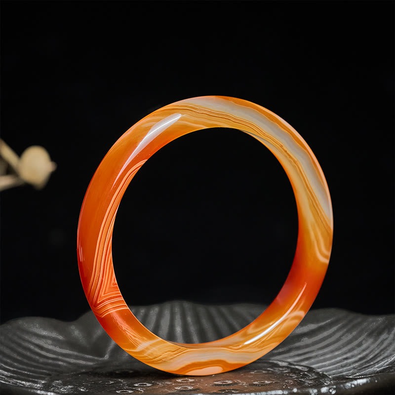 Buddha Stones Veined Pattern Red Agate Calm Cuff Bangle Bracelet - image 2