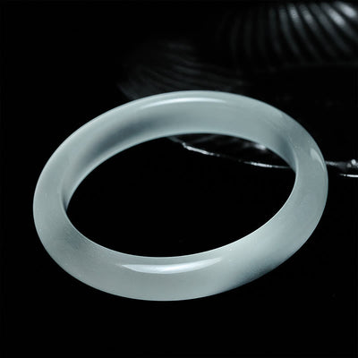 Buddha Stones White Cat's Eye Abundance Spiritual Cuff Bangle Bracelet - image 1