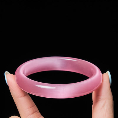 Buddha Stones Pink Cat's Eye Stone Peace Love Cuff Bangle Bracelet - Pink Cat's Eye(Support ♥ Love) - 62mm - image 0