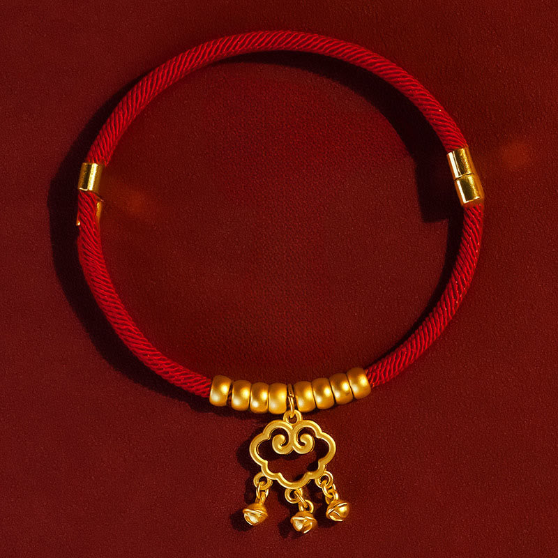 Buddha Stones Red String Peach Wood Bead Protection Adjustable Cats Small Dogs Pet Collar - Auspicious Cloud Pendant - 25-50cm - image 9