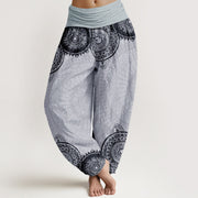 Foviel reine Baumwolle Circular Mandala Design Damen elastische Taille Harem Hose