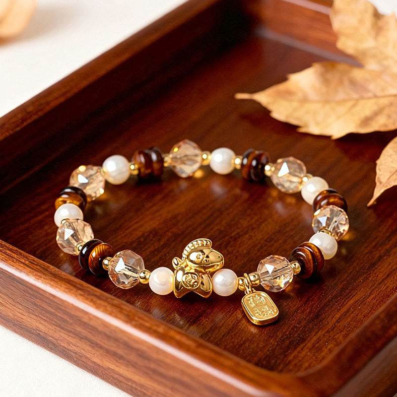 Buddha Stones Tiger Eye Ice Obsidian Pearl Year Of The Horse Lucky Fortune Prosperity Bracelet - Tiger Eye Pearl(Wrist Circumference: 14-15cm) - image 18