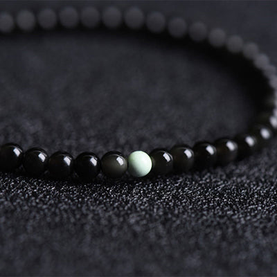 Buddha Stones Black Obsidian Turquoise Strength Fulfilment Bracelet - image 4