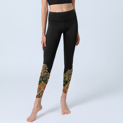 Buddha Stones Delicate Warm Tones Flower Leaf Pattern Print Gym Leggings Women's Yoga Pants - image 5