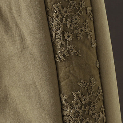Buddha Stones Flower Pattern Cotton Polyester Embroidery Thick Women's Pants With Pockets - image 13