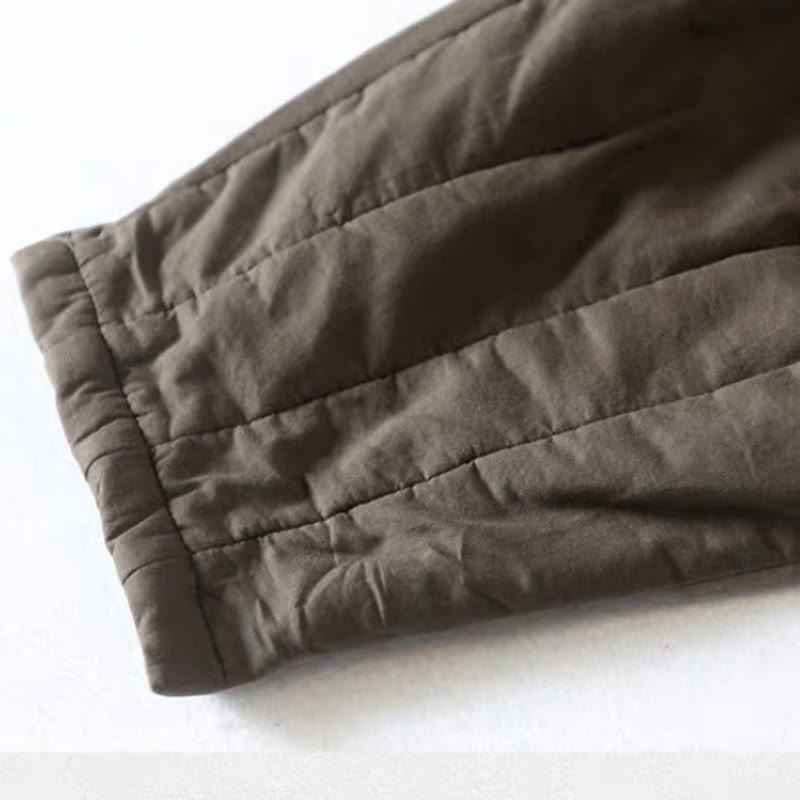 Buddha Stones Plain Color Blocking Cotton Polyester Thick Women's Pants With Pockets - image 7