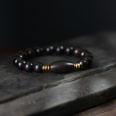 Buddha Stones Ebony Beads With Sutra Scroll Blessing Protection Bracelet - 18-19cm - image 2