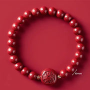 Foviel Chinese Zodiac Year Of The Horse Carved Cinnabar Peaceful Blessing Bracelet