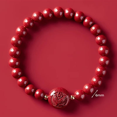 Buddha Stones Chinese Zodiac Year Of The Horse Carved Cinnabar Peaceful Blessing Bracelet - 6mm Rooster - image 25