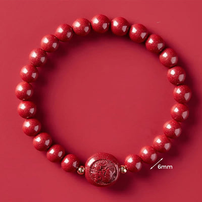 Buddha Stones Chinese Zodiac Year Of The Horse Carved Cinnabar Peaceful Blessing Bracelet - 6mm Rat - image 14