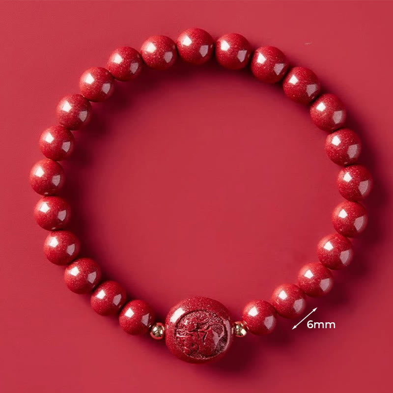 Buddha Stones Chinese Zodiac Year Of The Horse Carved Cinnabar Peaceful Blessing Bracelet - 6mm Rat - image 14