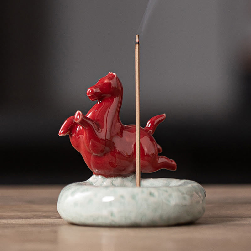 Buddha Stones Year Of The Horse 2026 New Year Home Decoration Incense Burner - Red Soaring Horse(7.4*7.4*7.2CM) - image 5