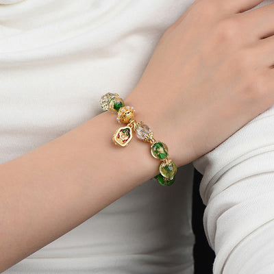 Buddha Stones Liuli Glass 925 Sterling Silver Copper Keep Away Evil Spirits Bracelet - image 4