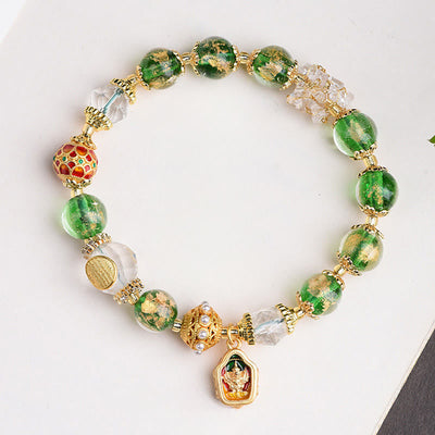 Buddha Stones Liuli Glass 925 Sterling Silver Copper Keep Away Evil Spirits Bracelet - Liuli Glass 925 Sterling Silver(Wrist Circumference: 16-17cm) - image 0