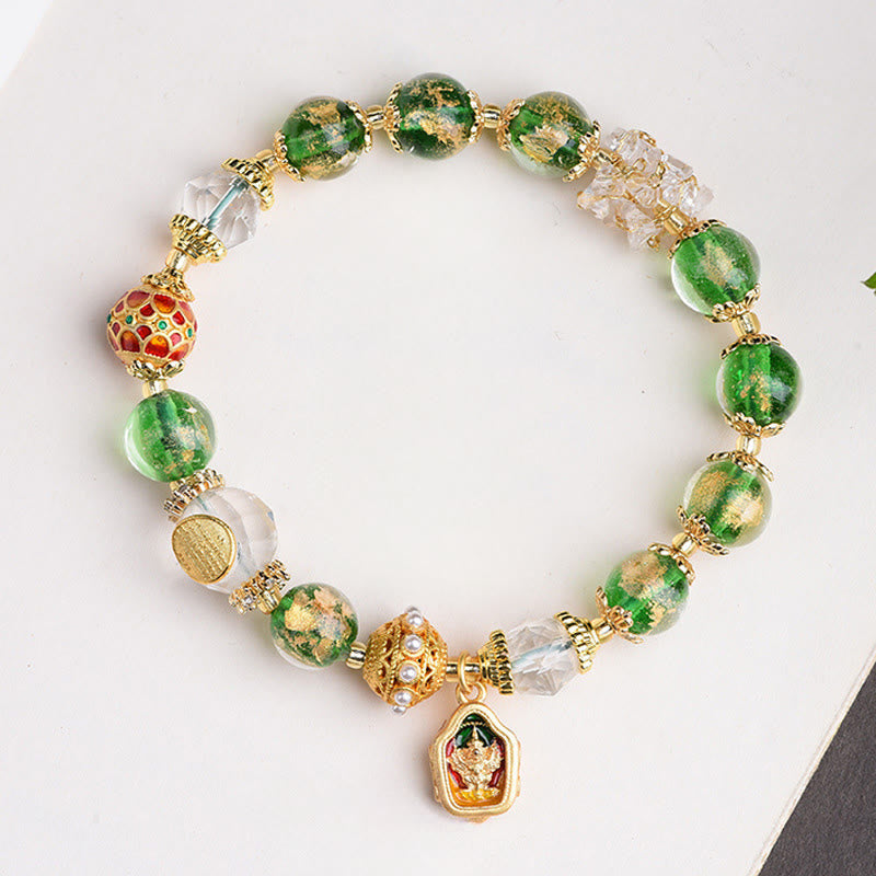 Buddha Stones Liuli Glass 925 Sterling Silver Copper Keep Away Evil Spirits Bracelet - Liuli Glass 925 Sterling Silver(Wrist Circumference: 16-17cm) - image 0
