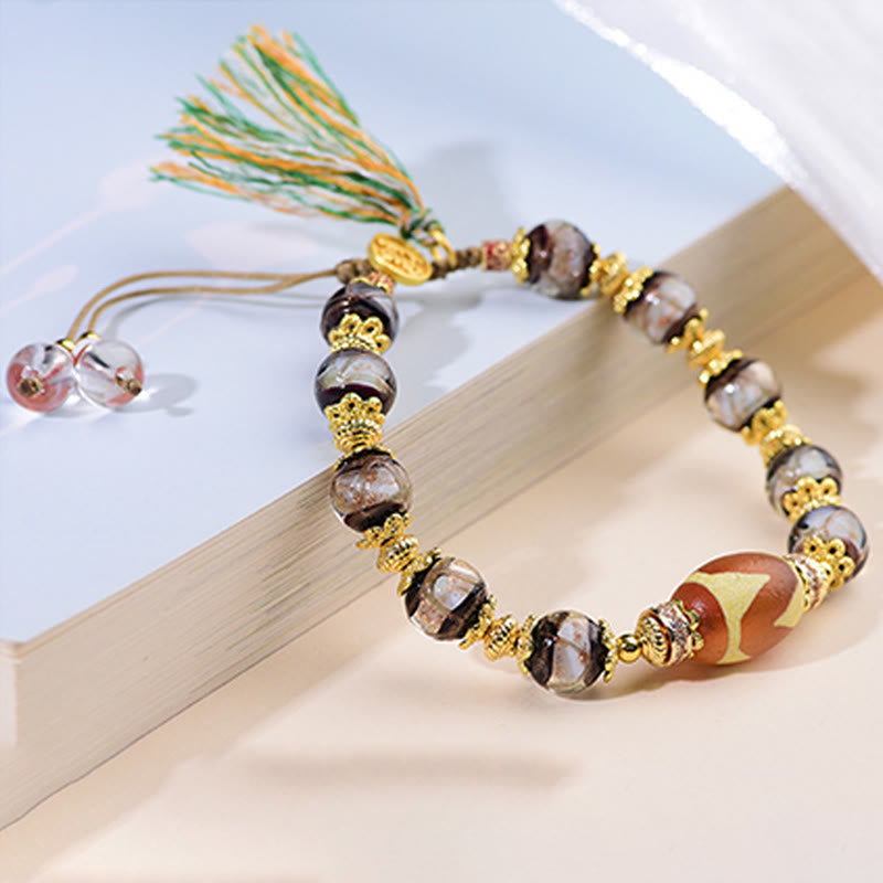 Buddha Stones Liuli Glass Dzi Beads Blessings Bracelet - image 10
