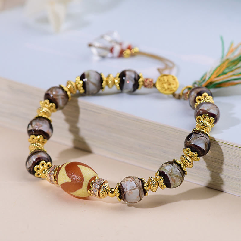 Buddha Stones Liuli Glass Dzi Beads Blessings Bracelet - image 8