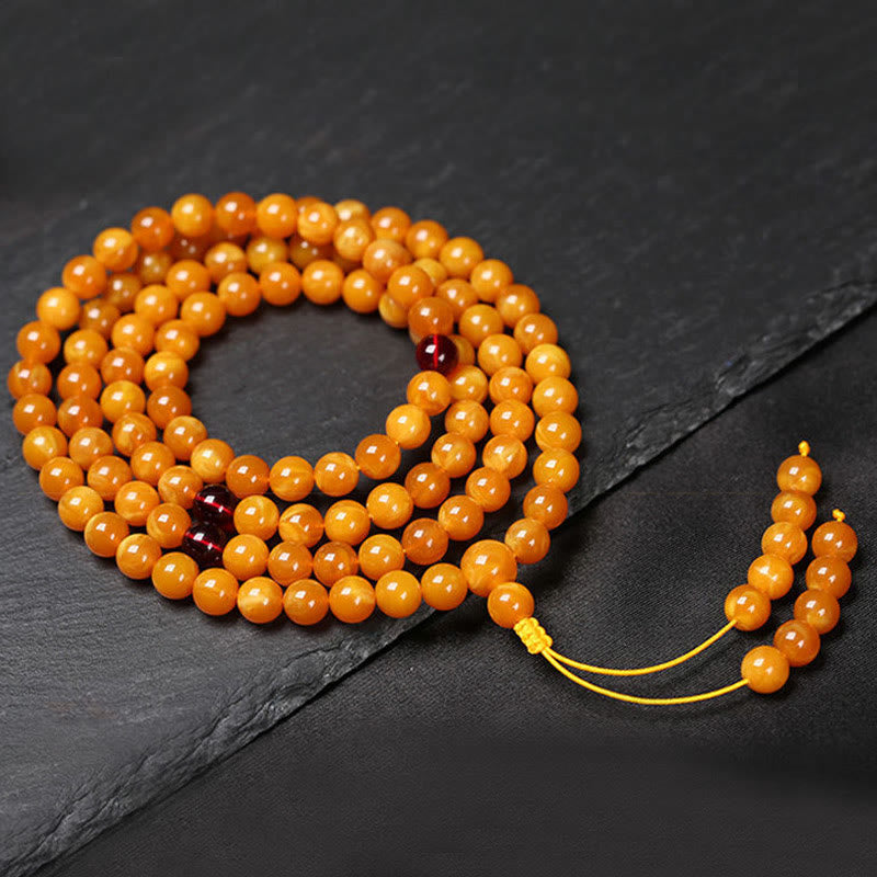 FREE Today: Meditation Tibetan Amber Round Bead Mala - 6mm - image 2