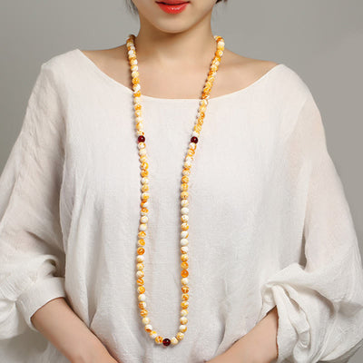 Buddha Stones Tibetan White Yellow 108 Beads Amber Mala - image 11