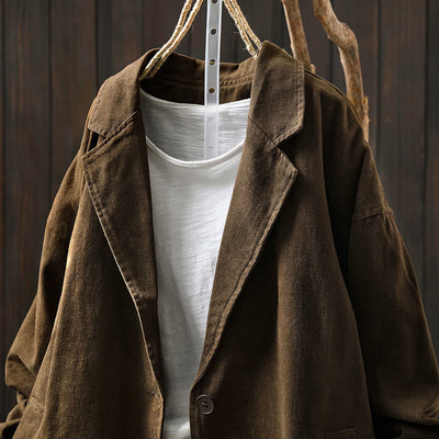 Buddha Stones Spring Fall Buttons Lapel Collar Long Sleeve Mid-length Women's Jacket With Pockets - image 13